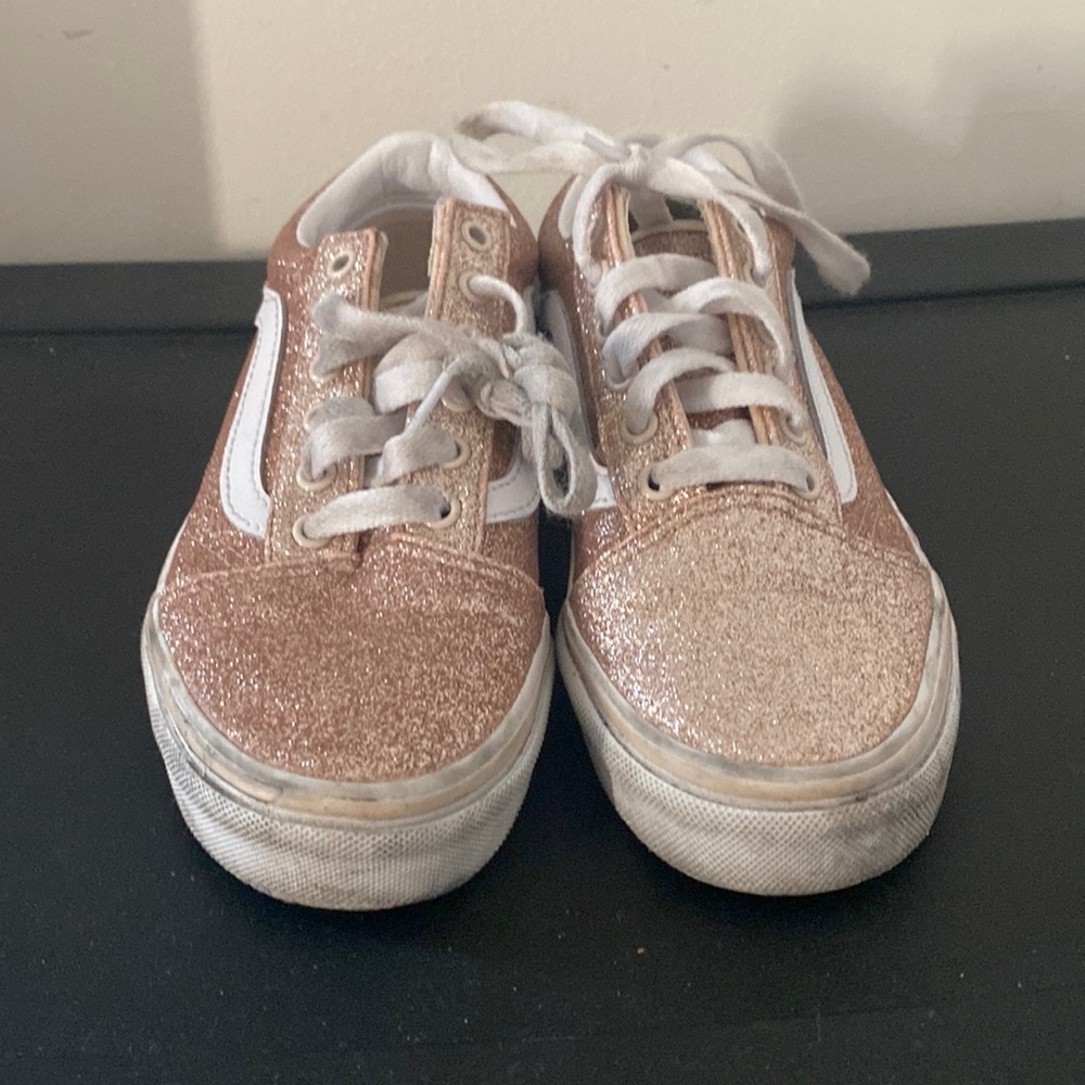 Pink Glitter Old School Vans Girls Size 2